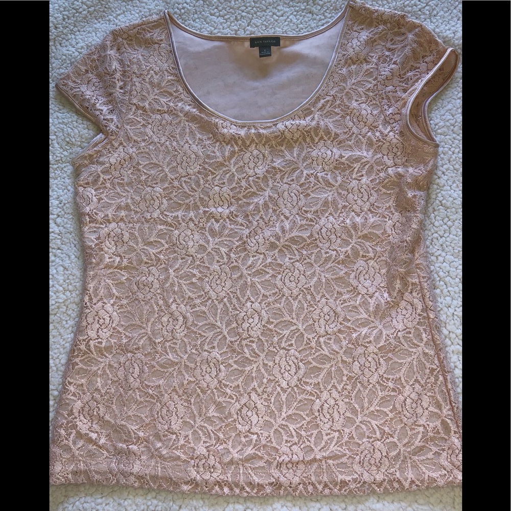 Ann Taylor Lace Cap Sleeve Top